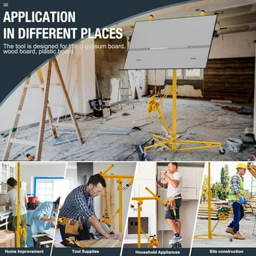 AOILE Drywall Rolling Lifter Panel, 16ft Sheetrock Lift Drywall Lift, 150lb Weight Capacity Panel Hoist Jack Tool with 360° Adjustable Telescopic Arm & 3 Lockable Wheels