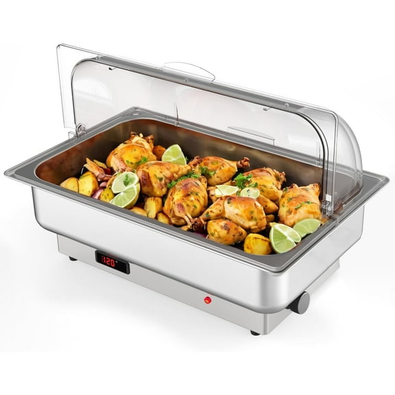 AOILE Electric Chafing Dish Buffet Set, 1 Pack 9QT Full Pan Stainless Steel Food Warmer and Servers for Catering and Parties
