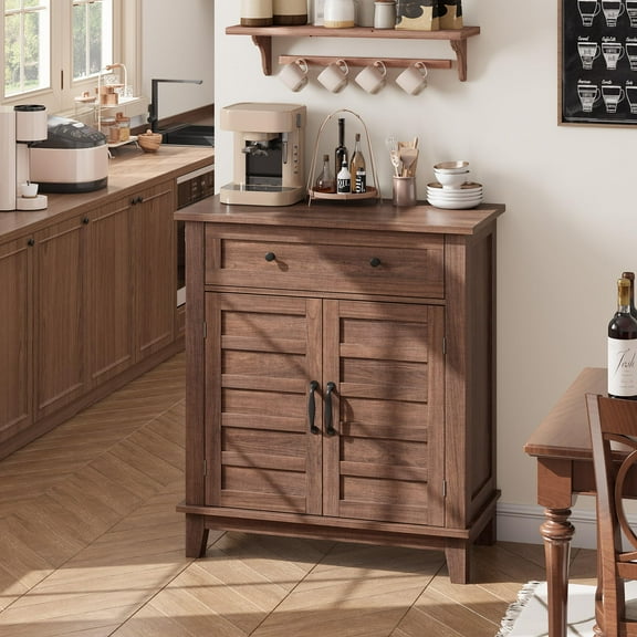 AOILE Farmhouse Storage Cabinet, Rustic Sideboard with Drawer and Doors for Entryway, Kitchen and Dining Room