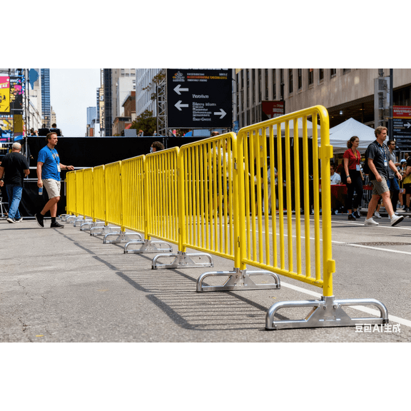 AOILE Galvanized Interlocking Steel Barricade with Bridge Feet, Heavy Duty Metal Fence for Crowd Control, Removable Bridge Feet Design, Tool-Free Assembly Metal Barrier