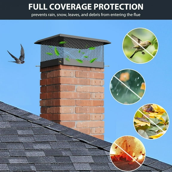 AOILE Galvanized Steel Chimney Cap, Outdoor Fireplace & Wood Stove Flue Cover, Weatherproof, Black