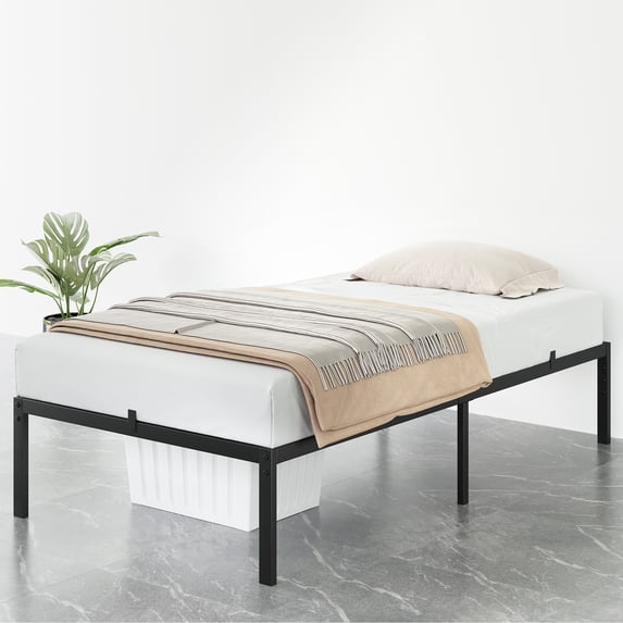 AOILE Heavy Duty Metal Bed Frame - 6/8/10/14 Inch Height, Twin/Full/Queen/King, Large Storage Space, No Box Spring Needed, Noise-Free, Easy Assembly, Black