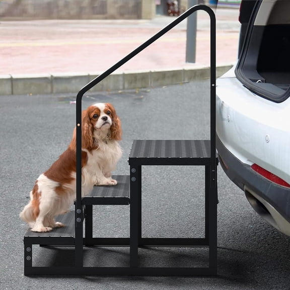 AOILE Heavy-Duty RV Steps with Handrail – Portable Anti-Slip Stair for RV, Trailer, Hot Tub, Porch, and Mobile Homes, 660 lbs Capacity
