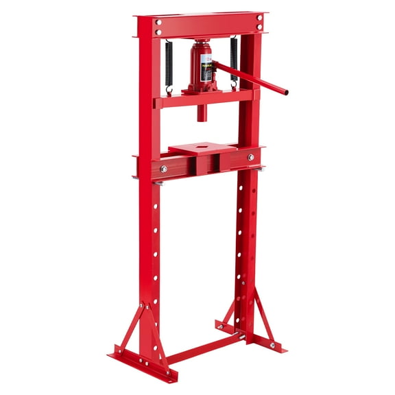 AOILE Hydraulic Press 12/6 Ton H-Frame Garage Floor Shop Press with Plates & Adjustable Table Height, Heavy Duty Steel Press for Bending, Straightening, and Installing Bearings – Red