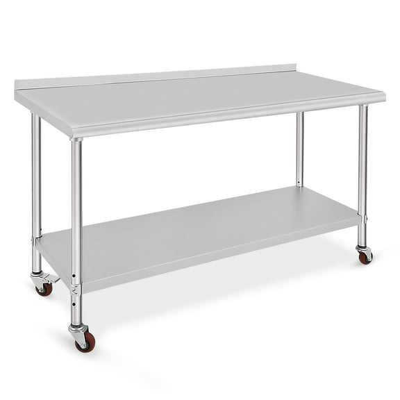 AOILE NSF Stainless Steel Work Table – Heavy-Duty Food Prep Table with Caster Wheels, Commercial Metal Workstation for Kitchen & Restaurant