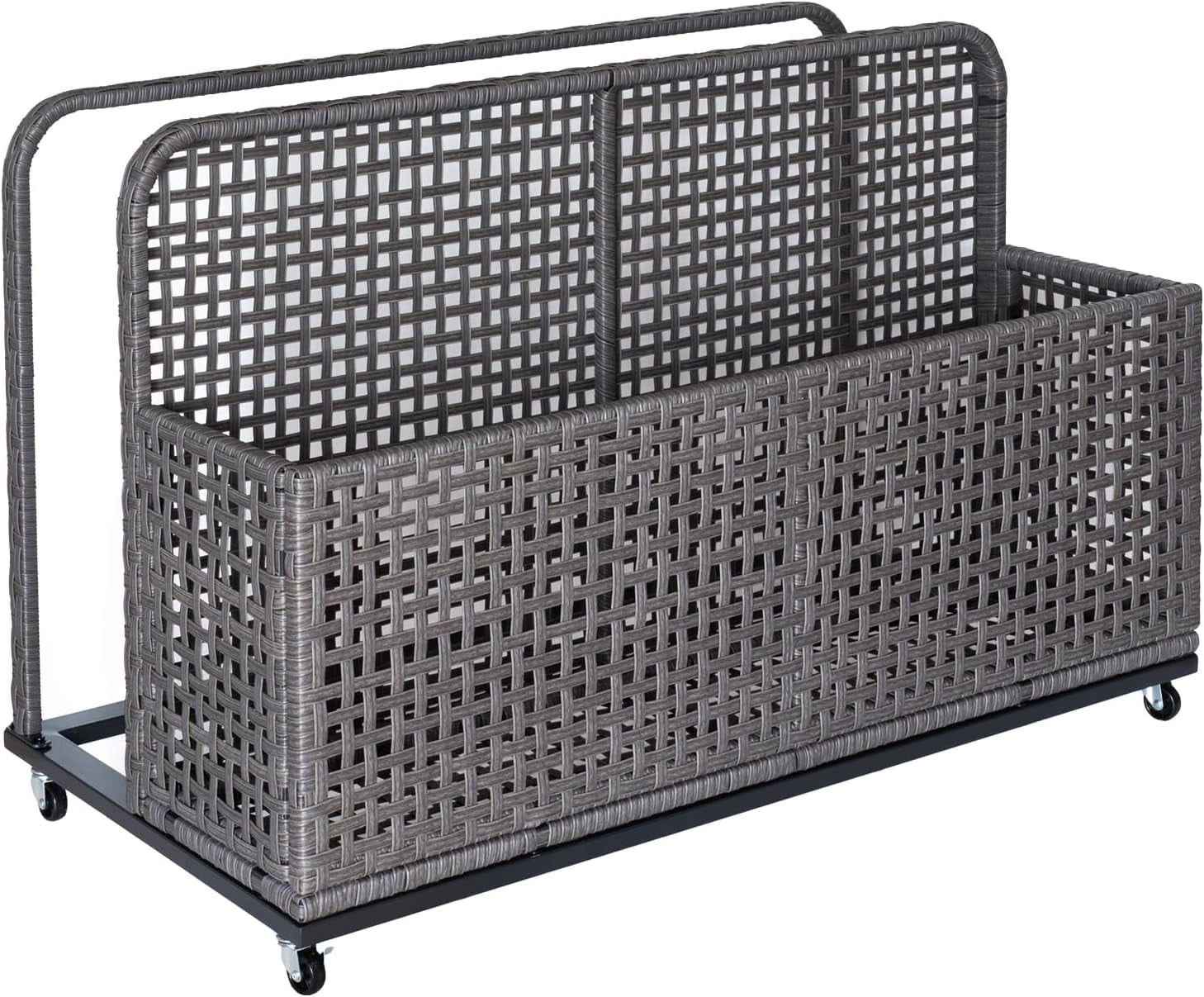 AOILE Poolside Storage with Rolling Wheels, PE & Iron Outdoor Storage ...
