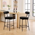 thumbnail image 1 of AOILE Set of 2 Boucle Counter Stools – 24'' Height, Upholstered Bar Stools with Backs, Available in White/Brown/Black/Grey/Beige, Ideal for Kitchen Island or Counter, 1 of 9