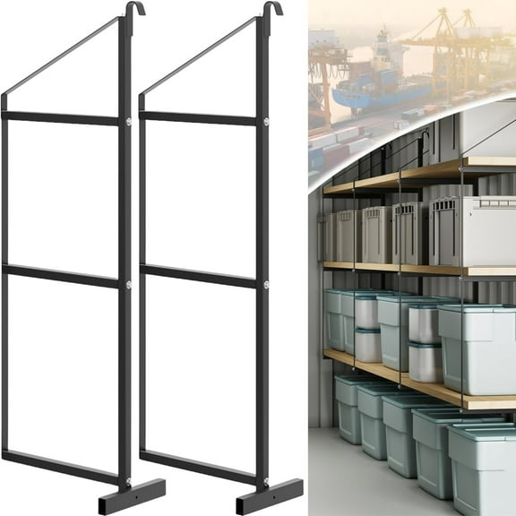 AOILE Shipping Container Shelving Brackets 2/4-Pack | 60” x 22” 3-Tier Heavy-Duty Design | Powder-Coated Steel, Quick Installation for Trailers, Garages, and Cargo Containers
