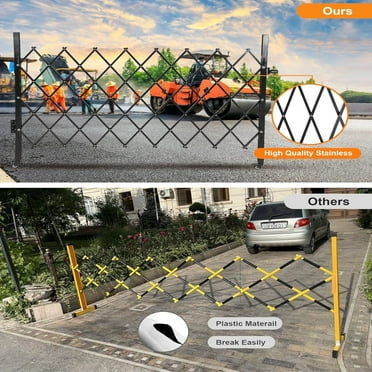 AOILE Single Folding Security Gate, Expandable Driveway Gate with Lock, Aluminum & Iron Rolling Barricade