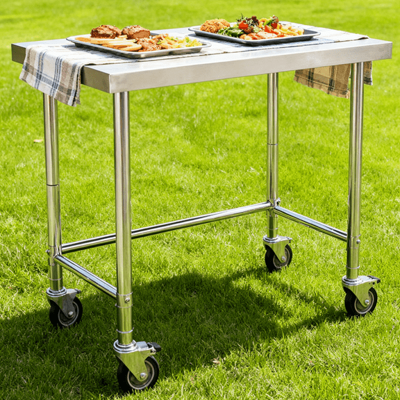 AOILE Stainless Steel Work Table, NSF Commercial Open Base Prep Table with Galvanized Legs, 400LBS Heavy Duty Utility Workbench for Kitchen, Restaurant, Home, Hotel, Garage, Laundry