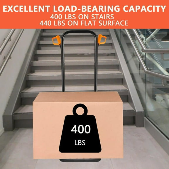 AOILE Stair Climbing Dolly, Upgraded Heavy-Duty Hand Truck with 440 LBS Capacity, Foldable Cart for Stairs, 6 Wheels & 2 Ropes for Home, Office, or Shopping