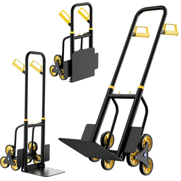 AOILE Stair Climbing Dolly, Upgraded Heavy-Duty Hand Truck with 440 LBS Capacity, Foldable Cart for Stairs, 6 Wheels & 2 Ropes for Home, Office, or Shopping