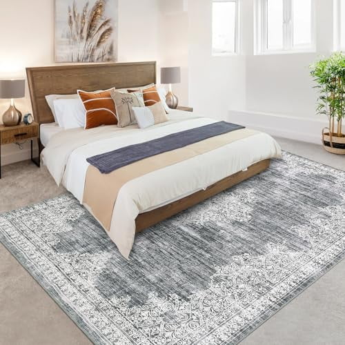 Aoile Vintage Tribal Gray Runner Rug, 8' x 10'