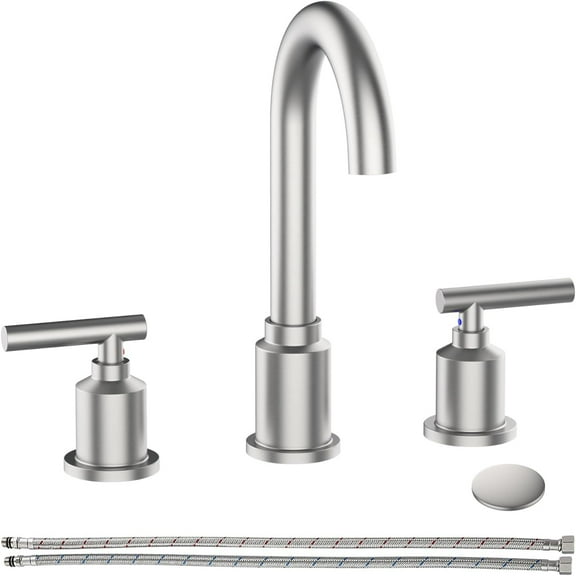 AOILE Widespread Bathroom Faucet - 8-Inch 3-Hole Sink Faucet with Stainless Steel Pop-Up Drain