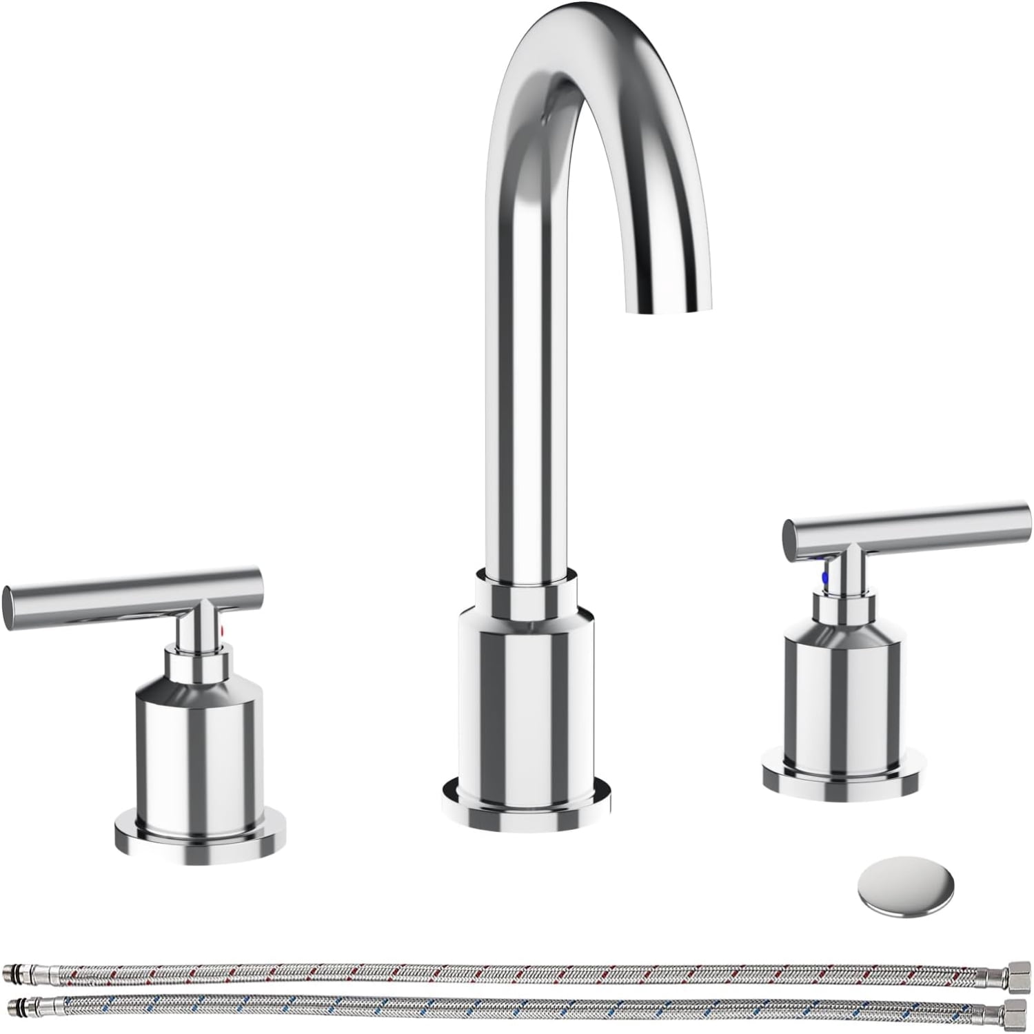 AOILE Widespread Bathroom Faucet - 8-Inch 3-Hole Sink Faucet with Stainless Steel Pop-Up Drain