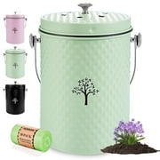 AOIOSN,Countertop Compost Bin Kitchen Odorless Indoor Compost Bin with Lid and Compost Bags,Compost Bucket Composter Container for Food Waste,Green