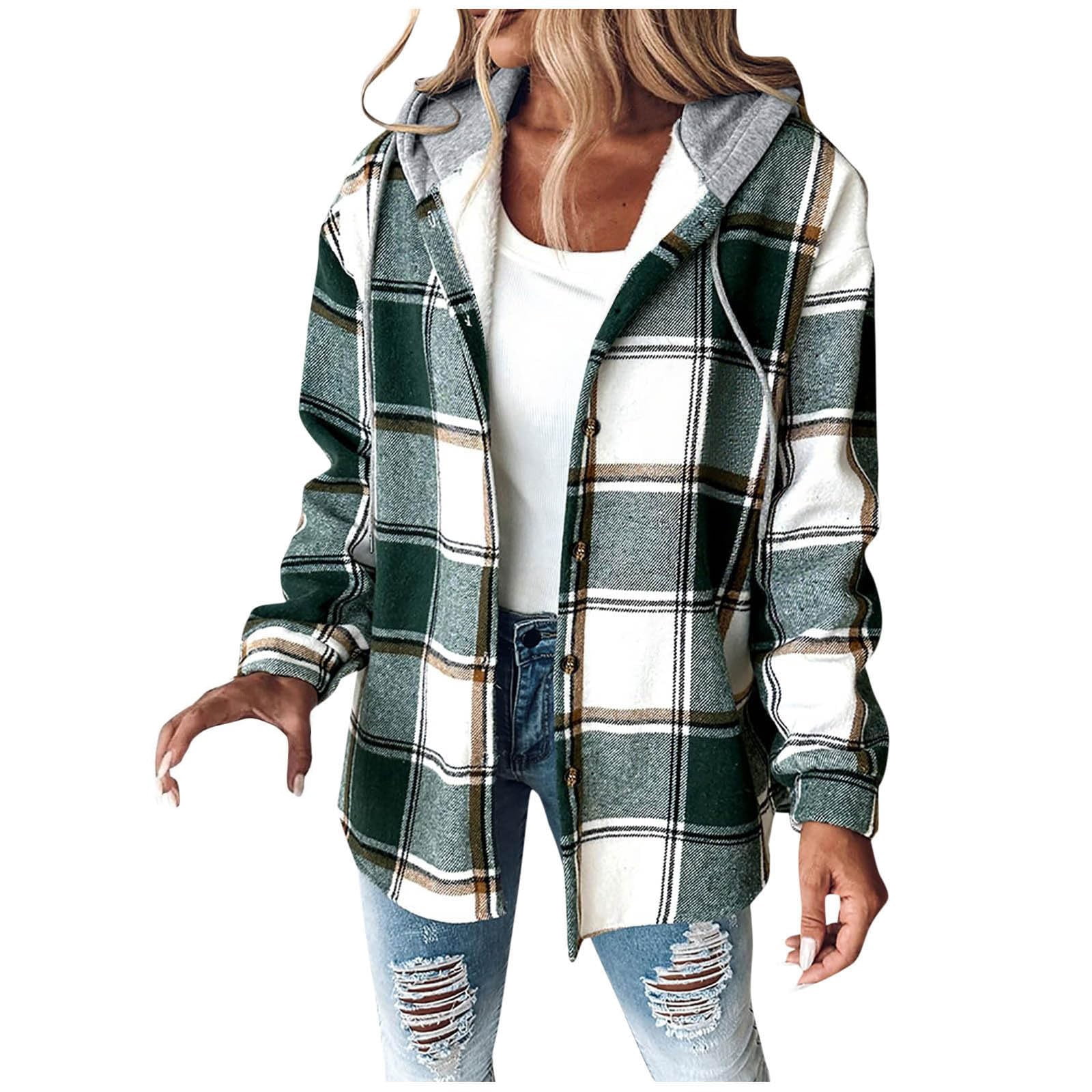 AOIROE Plaid Shacket Jacket Women,Fall Jackets for Women 2025,Shirt