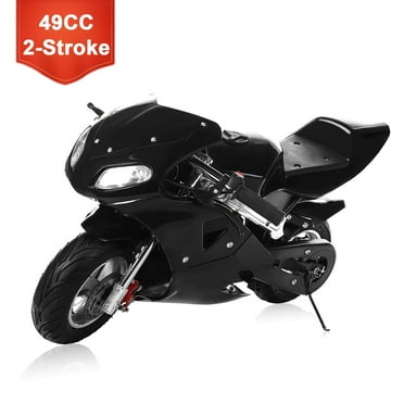 AOJA 2-Stroke 49cc Mini Motorcycle, High Brightness Dual Headlights Rubber Handlebar 1.25L Gas Tank Mini Motorcycle, Black