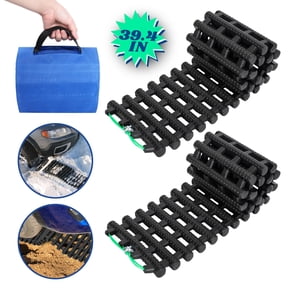 AOJA 39.3inch Recovery Traction Tracks Mat Car Non-Slip Tire Traction Emergency Devices in Snow,Ice, Mud,Sand for Cars,Pick-up,Trucks, Van,Fleet Vehicle (2PCS)