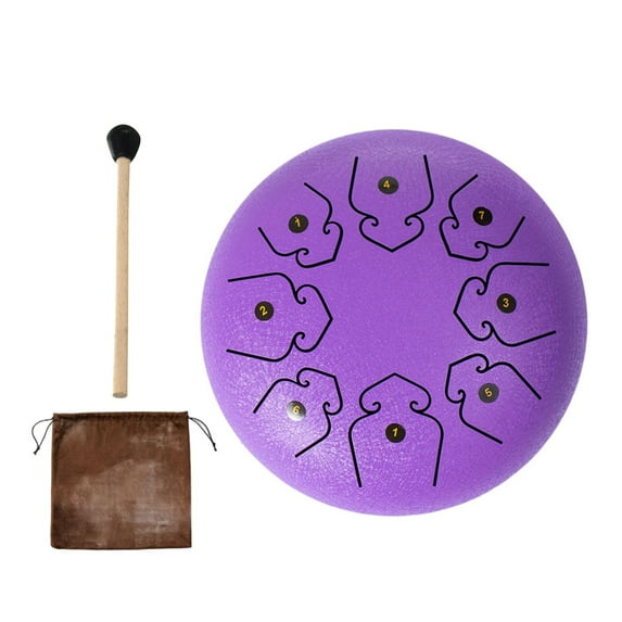 AOJA 4" Steel Tongue Drum - 8-Tone Rain Sound Garden Instrument for Zen Meditation & Yoga, Portable Handpan Resonance Adults/Kids,4 Purple