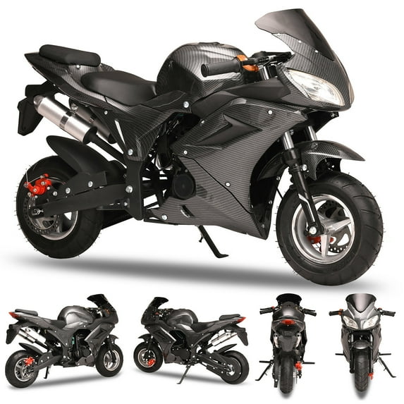 AOJA 49cc 4-Stroke Mini Motorcycle with Dual Headlights, Front/Rear Disc Brakes, Max Speed 25MPH, 200kg Load