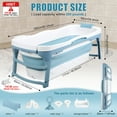 thumbnail image 1 of AOJA 56 Inch Large Foldable Bathtub for Adults, Portable Collapsible Tub with Storage Basket, Anti-Slip Seat and Headrest for Hot Bath, Ice Bath, Camping & Home Spa Use (Blue), 1 of 8