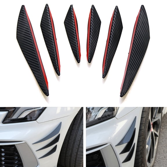 AOJA 6 PCS Car Spoiler Car Front Bumper Lip Splitter Carbon Fiber Spoiler Car Body Edge Thickened Anti Collision Strip Decoration Car Sticker for Car Accessories,Black