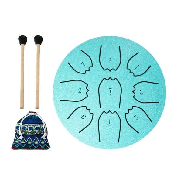 AOJA 6" Steel Tongue Drum - 9-Tone Rain Sound Garden Instrument for Zen Meditation & Yoga, Portable Handpan Resonance Adults/Kids,6 Lake Blue