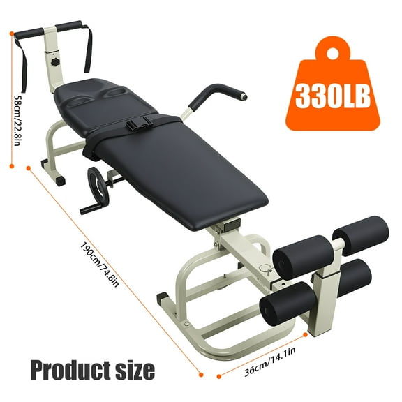 AOJA Portable Home Use Massage Traction Table, Cervical Lumbar Traction Bed with Ergonomic Handwheel, Body Stretching Device for Neck Shoulder Waist Pain Relief, 150kg Capacity