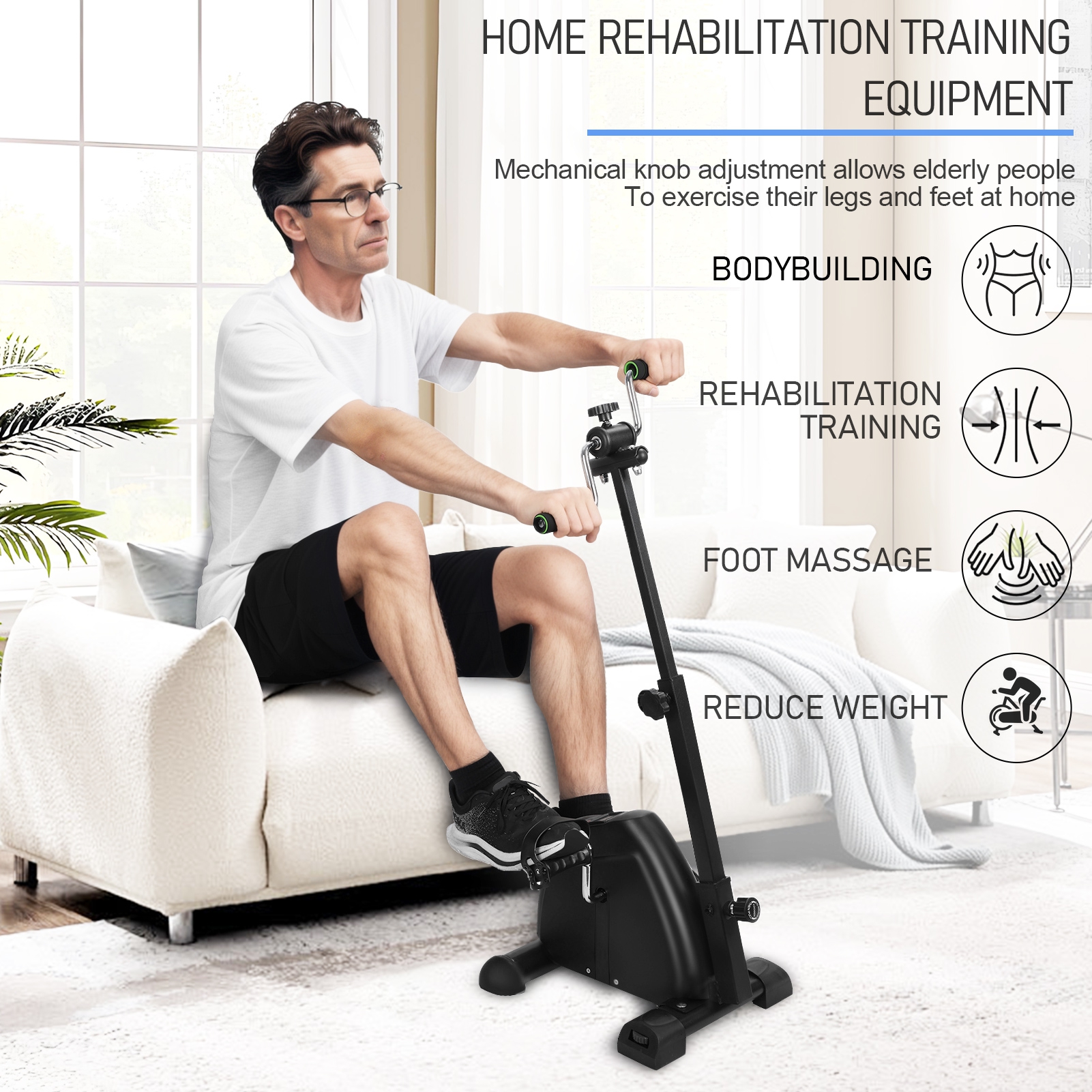 AOJA Seated Pedal Exerciser Foldable Knee And Leg Exercise Bike With AOJA Seated Pedal Exerciser Foldable Knee And Leg Exercise Bike With