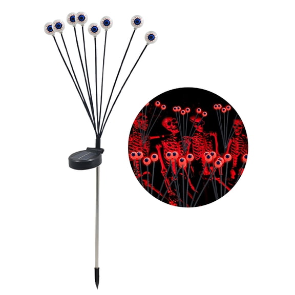AOJA Solar Eyeball Lights for Halloween Outdoor Decor, Waterproof Garden Stake Lights with Colorful Glowing Ghost Eye Design,Red 8