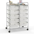 thumbnail image 1 of AOJDVE 10 Drawers Rolling Cart, Classroom Organizers, Storage Cart with Wheels, for Teacher Office Home School Supplies Tool Craft Art Paper, Clear White, 1 of 18