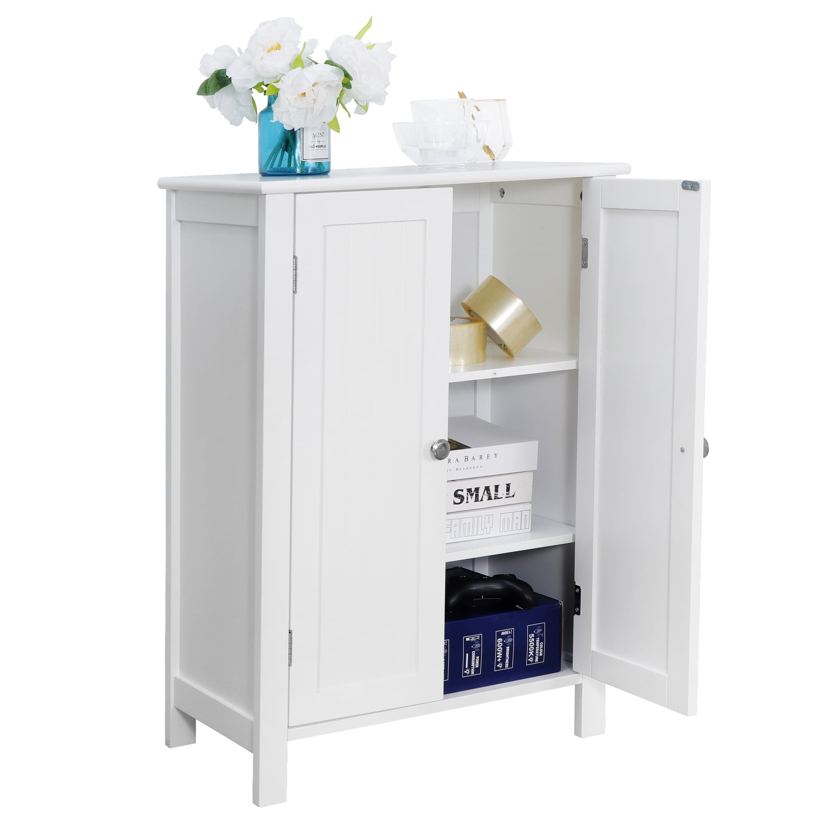 AOJDVE Bathroom Floor Storage Cabinet with 2 Doors and Adjustable Shelf - Waterproof MDF Construction, Space - Saving Design, Ideal for Organizing Toiletries in Bathrooms, Laundry Rooms