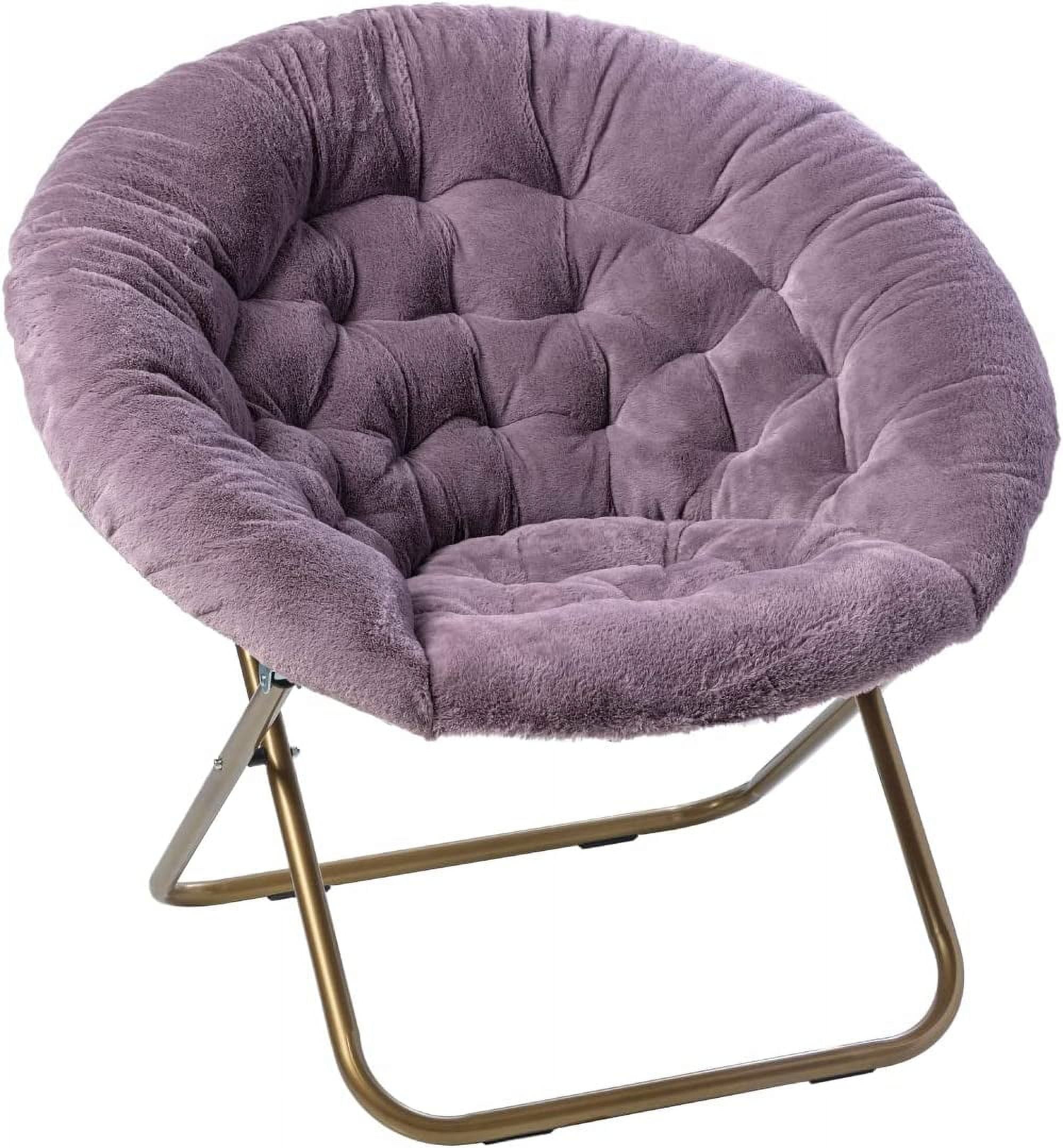 AOJDVE Faux Fur Saucer Chair, Foldable Comfy Bedroom Chair, Cozy Dorm ...