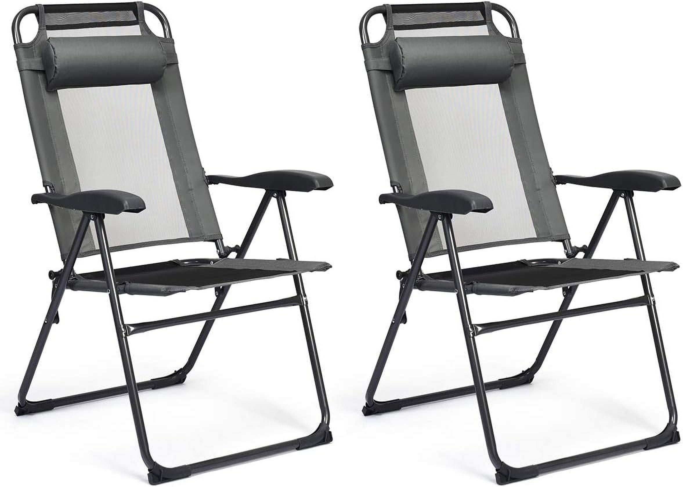 AOJDVE Set of 2 Patio Dining Chairs, Folding Lounge Chairs with 7 Level ...