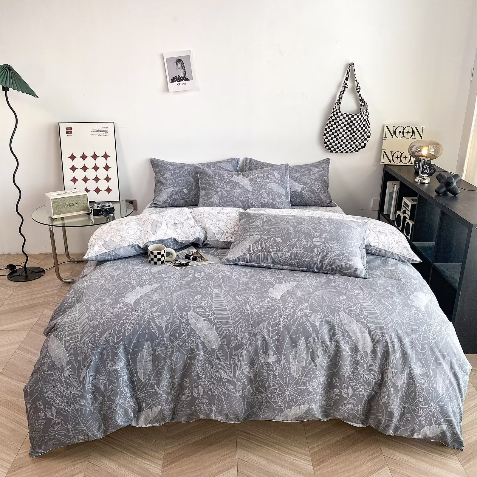 AOJIM King Size Floral Duvet Cover Set 3 Pieces, 100 Cotton Duvet