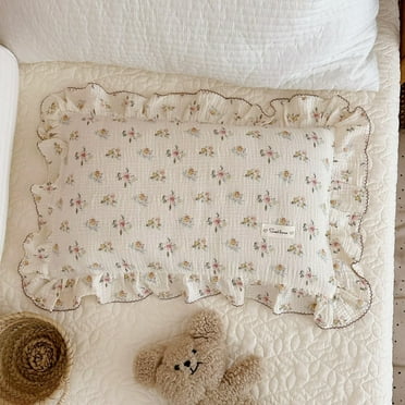 AOJIM Muslin Toddler Pillow Case for 13"x18" Pillow|Soft Breathable Pillow Cover|Toddlers Kids Pillowcases for Boys Girls| Envelope Closure| 1 Pack|Azalea Pattern| 12"X20"