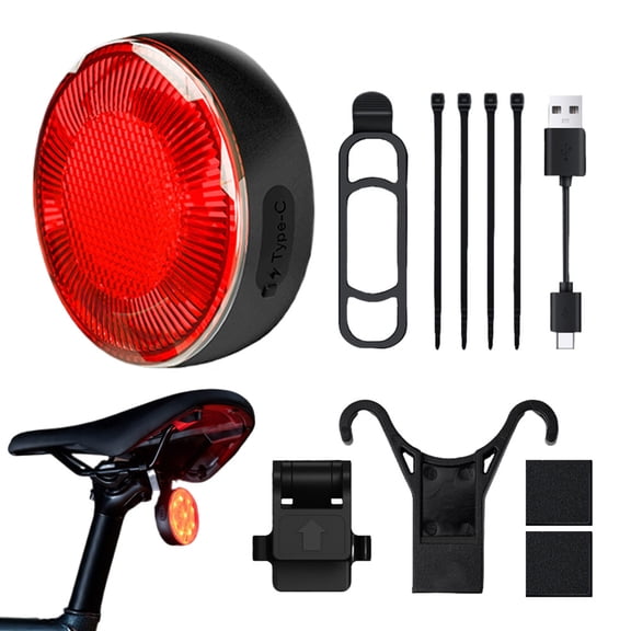 AOKAILA Bike Lights For Night Riding Smart Brake Sensor Light For Bike Rechargeable Waterproof Taillight With 5 Lighting Modes For Mountain Biking Road Cycling Urban Commuting cute