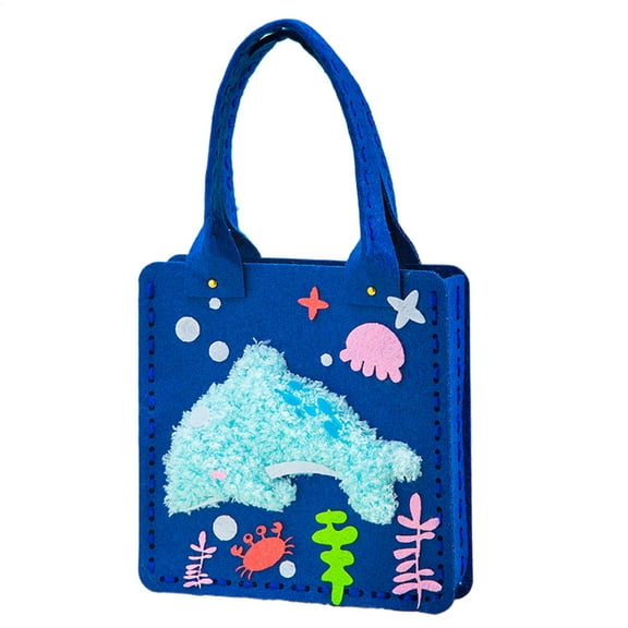 AOKAILA Kids Handmade Bag Set Colorful Animal Craft Kit Lightweight Felt Tote Bag Reusable Needlework Set for Home School Travel gorgeous