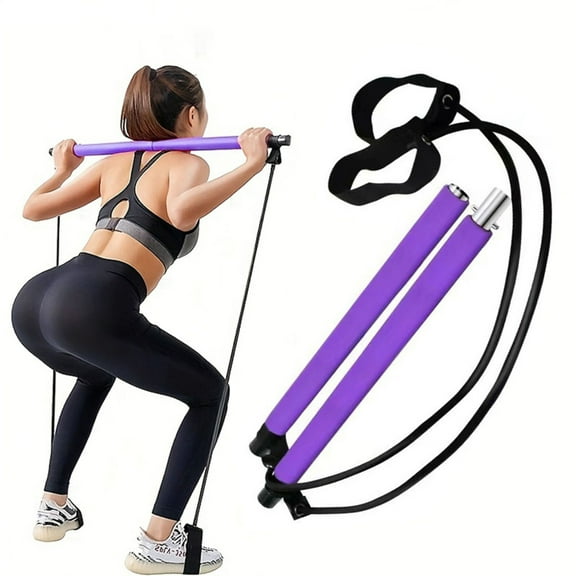 AOKAILA Pilates Bar Kit Pilate Bar with Foot Straps Multifunctional Home Gym Systems Strength Training Fitness Stick for Adults Fitness Lovers graceful