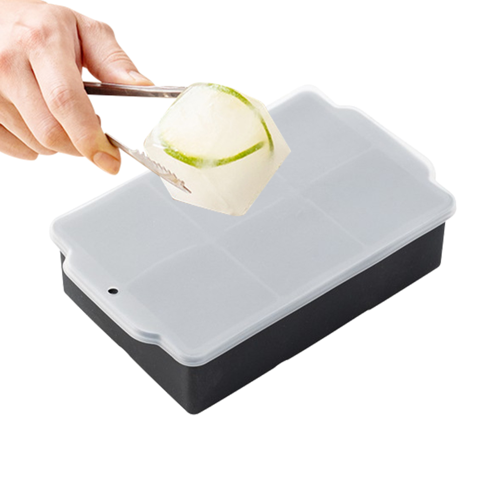 AOKAILA Silicone Ice Tray 6-grid Ice Storage Box Reusable Food-Grade ...