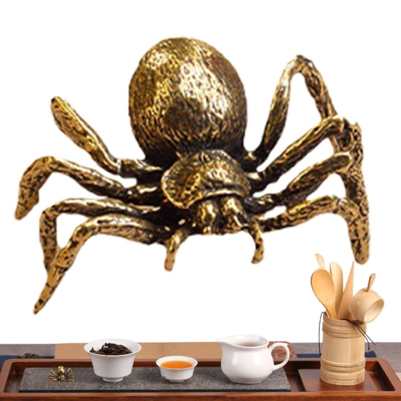 AOKAILA Small Animal Figurines Miniature Spider Statue Miniature Simulation Brass Antique Ornament Spider Tea Pets Craft Desktop Display Decoration for Home Collection sincere