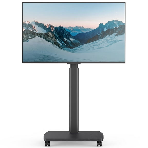 AOKCOS Modern Rolling TV Stand with Wheels for 43 to 75 inch TVs, Black
