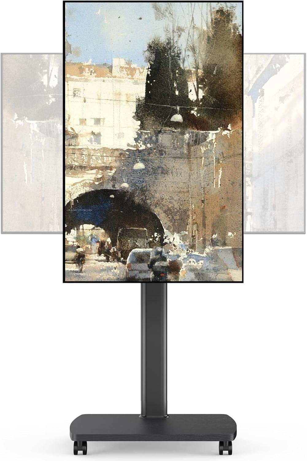 AOKCOS Rolling TV Stand for 32–65 Inch TVs, Black, Portrait/Landscape Rotation, Tilt