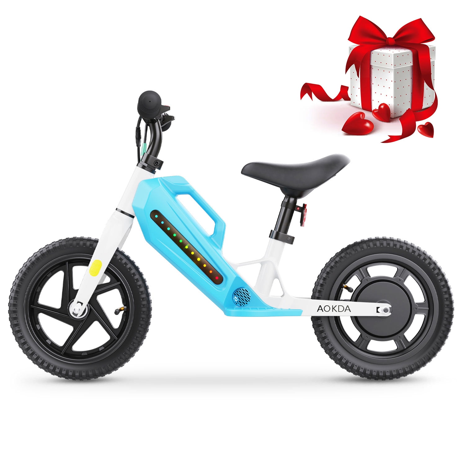 AOKDA 180W Electric Bike for Kids 3 - 6, Kids Electric Balance Bike for Toddler Boys Girls 3 - 6 with 12" Pneumatic Tires, up to 10 Miles Range & 7.5Mph,88lbs Capacity, Blue