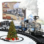 AOKESI Classic Train Set Toy, Train Sets Under The Tree, Remote Electric Train Toy with Steam Locomotive Engine, Light and Sound, Christmas RC Train Set Toy for Boys Girls