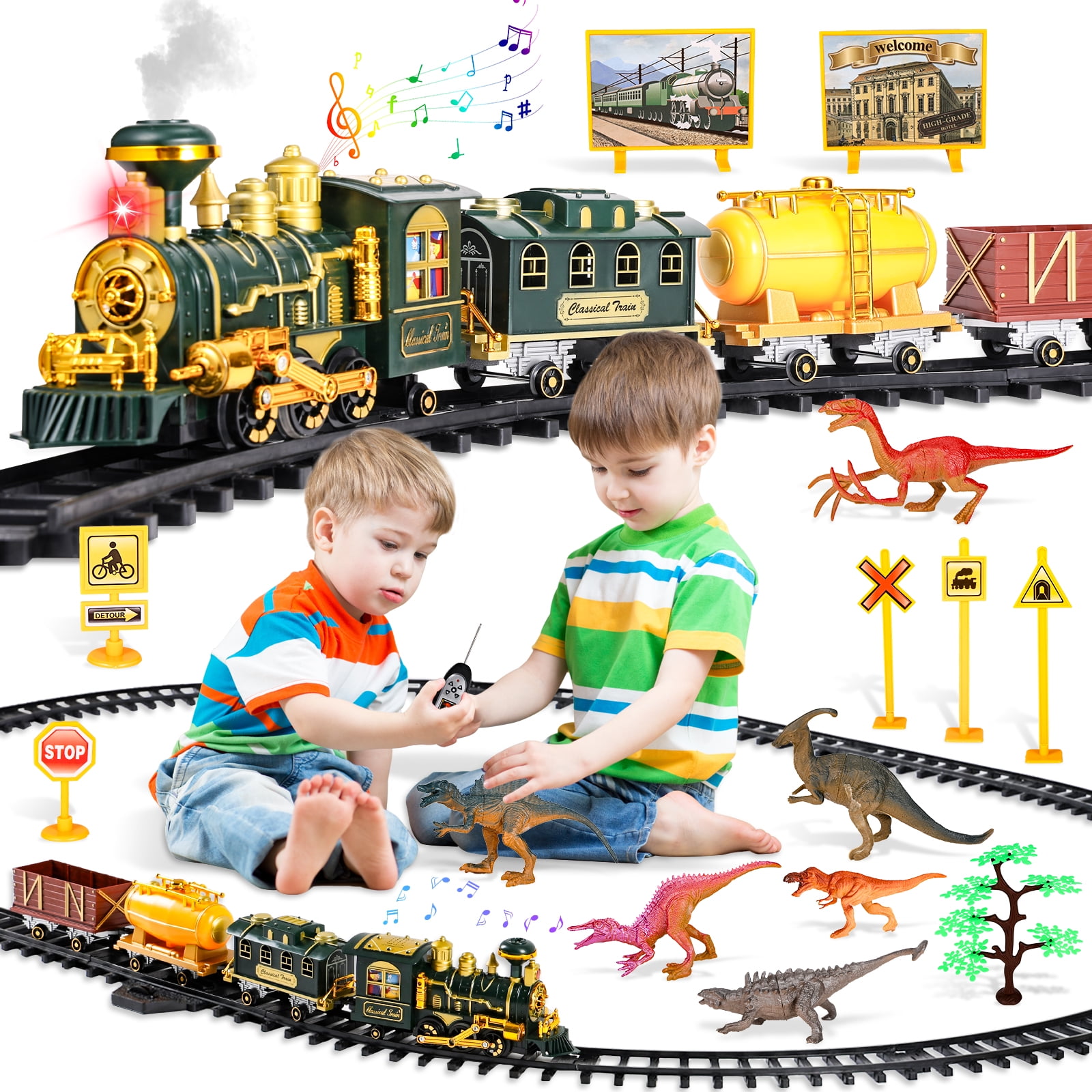 AOKESI Classical Train Set Remote Control Electric Train Toys with