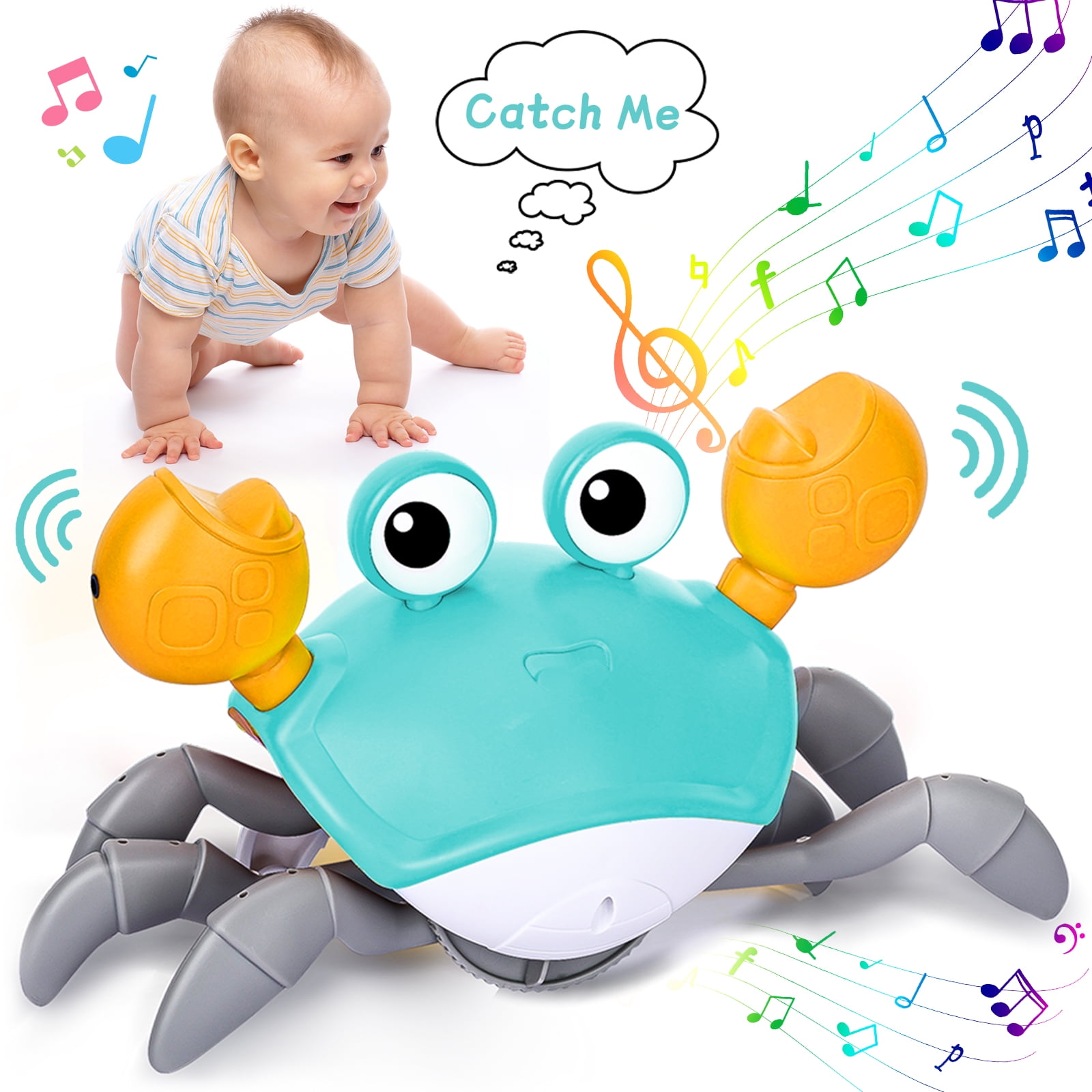 AOKESI Crawling Crab Baby Toy, Interactive Crabs Toy with AutoAvoid