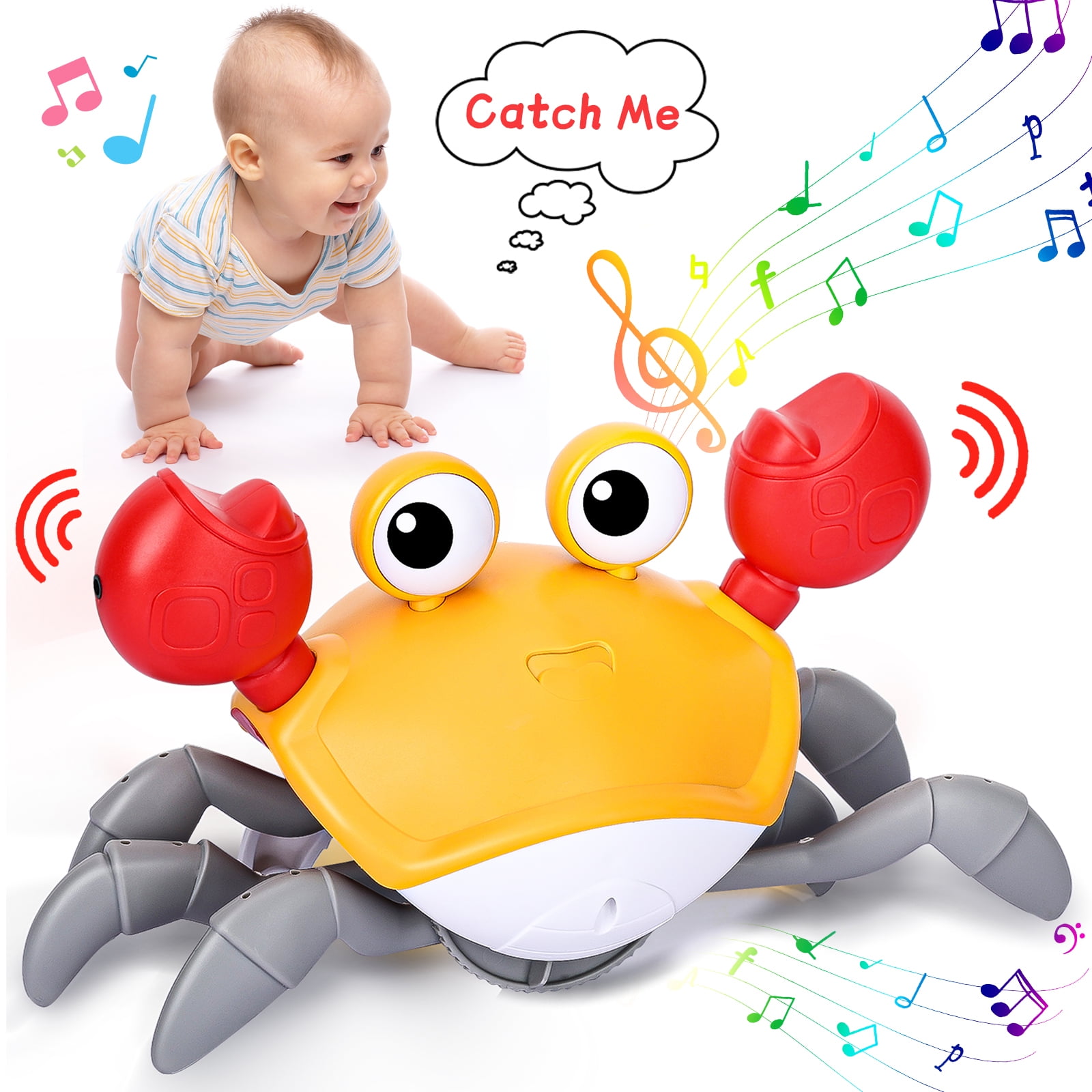 AOKESI Crawling Crab Baby Toy, Interactive Crabs Toy with Auto-Avoid ...