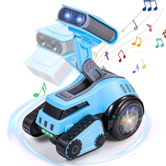 AOKESI Electronic Walking Dancing Robot Toys, Electronic Robot with Dance, Play Music, Lifts & Rotate, Smart Robot Toys Gift for Boys Girls, Blue